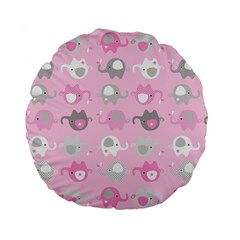 Animals Elephant Pink Cute Standard 15  Premium Flano Round Cushions