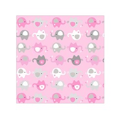 Animals Elephant Pink Cute Small Satin Scarf (Square)