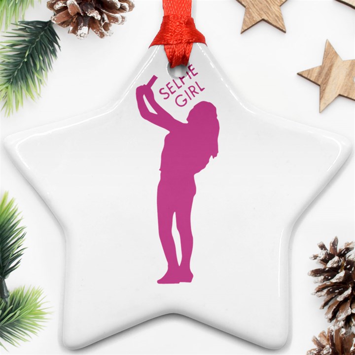 Selfie Girl Graphic Ornament (Star) 