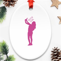 Selfie Girl Graphic Oval Ornament (two Sides)