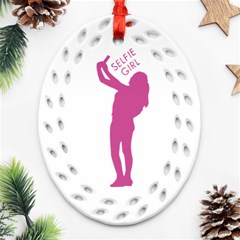 Selfie Girl Graphic Ornament (oval Filigree)  by dflcprints