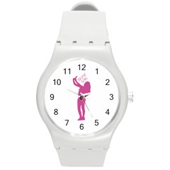 Selfie Girl Graphic Round Plastic Sport Watch (m)