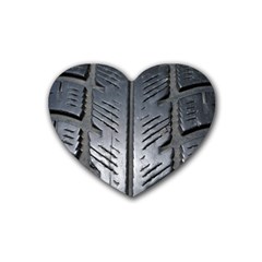 Mature Black Auto Altreifen Rubber Pattern Texture Car Rubber Coaster (heart)  by Amaryn4rt