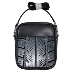 Mature Black Auto Altreifen Rubber Pattern Texture Car Girls Sling Bags by Amaryn4rt