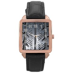 Mature Black Auto Altreifen Rubber Pattern Texture Car Rose Gold Leather Watch  by Amaryn4rt