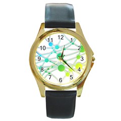 Network Connection Structure Knot Round Gold Metal Watch