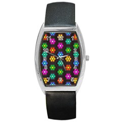 Pattern Background Colorful Design Barrel Style Metal Watch