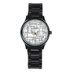 Structure Pattern Network Stainless Steel Round Watch Front