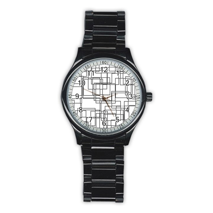 Structure Pattern Network Stainless Steel Round Watch