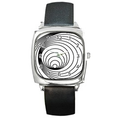 Spiral Eddy Route Symbol Bent Square Metal Watch