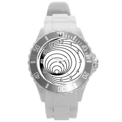 Spiral Eddy Route Symbol Bent Round Plastic Sport Watch (l)