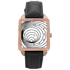 Spiral Eddy Route Symbol Bent Rose Gold Leather Watch  by Amaryn4rt