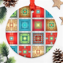 Tiles Pattern Background Colorful Ornament (round) 