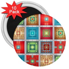 Tiles Pattern Background Colorful 3  Magnets (10 Pack) 