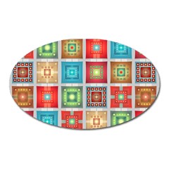 Tiles Pattern Background Colorful Oval Magnet by Amaryn4rt