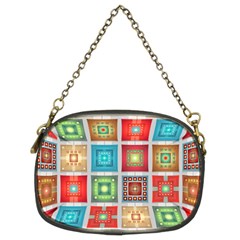 Tiles Pattern Background Colorful Chain Purses (two Sides) 