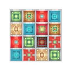 Tiles Pattern Background Colorful Small Satin Scarf (square) by Amaryn4rt