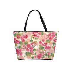 Aquarelle Pink Flower  Shoulder Handbags by Brittlevirginclothing