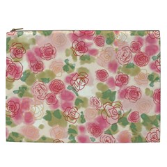 Aquarelle Pink Flower  Cosmetic Bag (xxl)  by Brittlevirginclothing