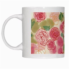 Aquarelle Pink Flower  White Mugs by Brittlevirginclothing