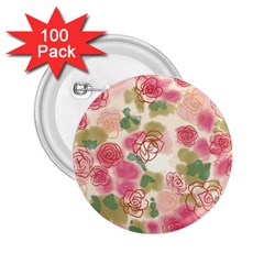 Aquarelle Pink Flower  2 25  Buttons (100 Pack)  by Brittlevirginclothing