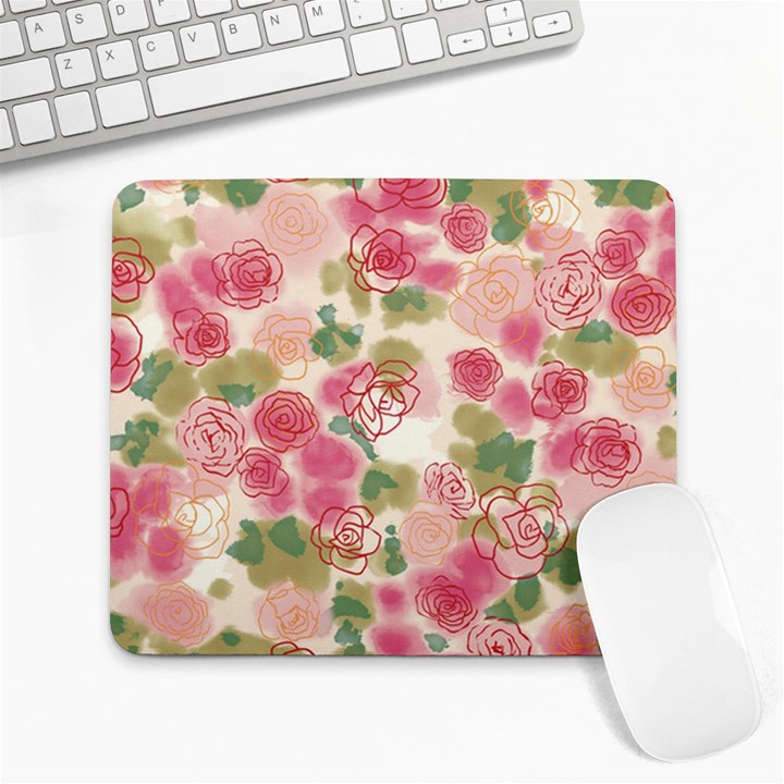 Aquarelle pink flower  Large Mousepads