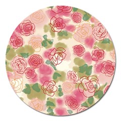 Aquarelle Pink Flower  Magnet 5  (round) by Brittlevirginclothing