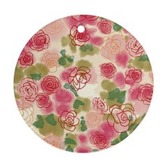 Aquarelle Pink Flower  Round Ornament (two Sides)  by Brittlevirginclothing