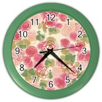 Aquarelle pink flower  Color Wall Clocks Front