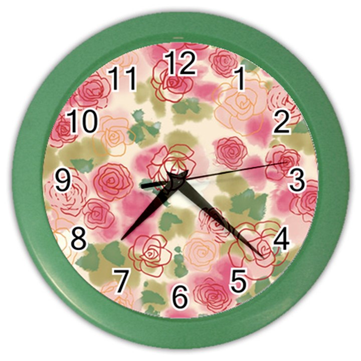 Aquarelle pink flower  Color Wall Clocks