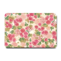 Aquarelle Pink Flower  Small Doormat  by Brittlevirginclothing