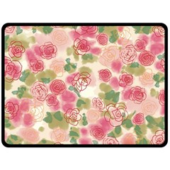 Aquarelle Pink Flower  Fleece Blanket (large)  by Brittlevirginclothing