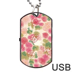 Aquarelle Pink Flower  Dog Tag Usb Flash (two Sides)  by Brittlevirginclothing