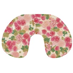 Aquarelle Pink Flower  Travel Neck Pillows by Brittlevirginclothing