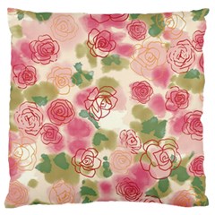 Aquarelle Pink Flower  Large Flano Cushion Case (two Sides) by Brittlevirginclothing