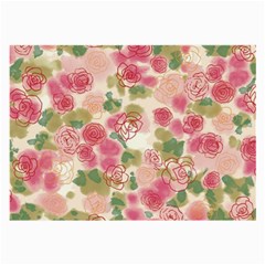 Aquarelle Pink Flower  Large Glasses Cloth