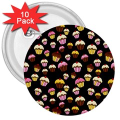 Jammy Cupcakes Pattern 3  Buttons (10 Pack) 