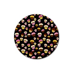 Jammy Cupcakes Pattern Rubber Coaster (round)  by Valentinaart