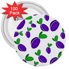 Decorative plums pattern 3  Buttons (100 pack) 