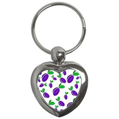 Decorative plums pattern Key Chains (Heart) 