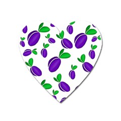 Decorative plums pattern Heart Magnet