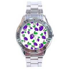 Decorative plums pattern Stainless Steel Analogue Watch