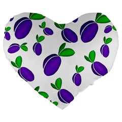 Decorative plums pattern Large 19  Premium Flano Heart Shape Cushions