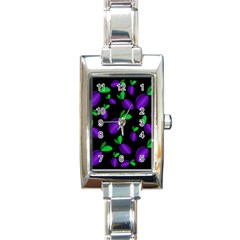 Plums Pattern Rectangle Italian Charm Watch by Valentinaart