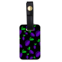 Plums Pattern Luggage Tags (one Side)  by Valentinaart