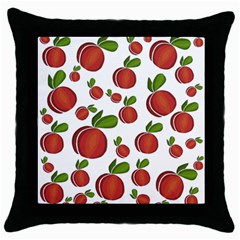 Peaches Pattern Throw Pillow Case (black) by Valentinaart