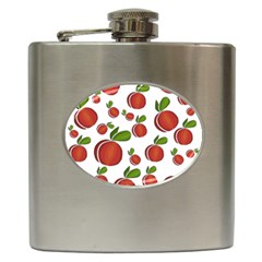 Peaches Pattern Hip Flask (6 Oz) by Valentinaart