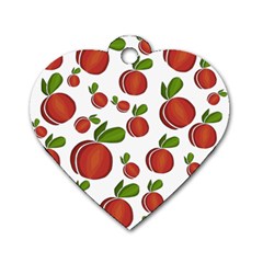 Peaches Pattern Dog Tag Heart (one Side) by Valentinaart