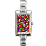 Peaches and plums Rectangle Italian Charm Watch Front