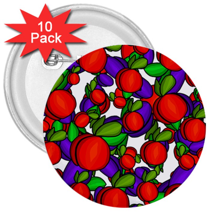 Peaches and plums 3  Buttons (10 pack) 